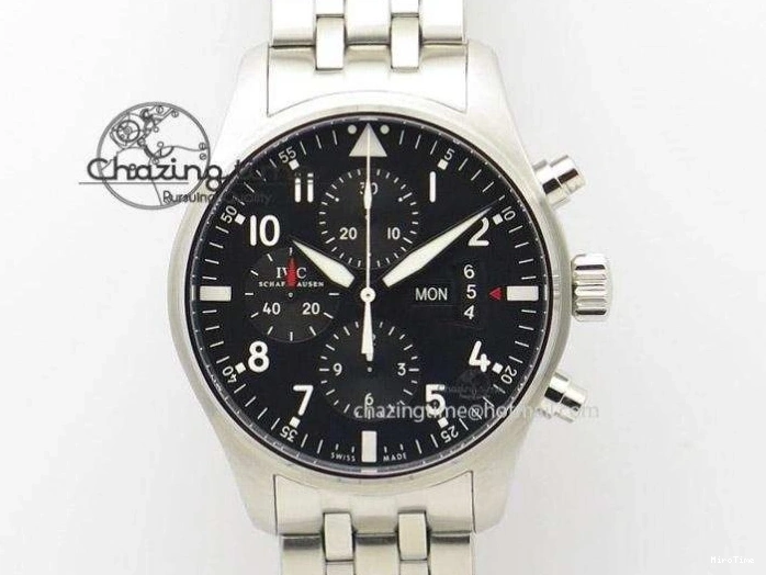 MIROTIME 0215 Soft Pilot Chrono 3777 43mm ZF 1:1 Best Edition Black Dial On Black Leather Strap A 7360